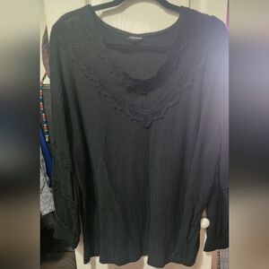 Torrid Black Lace Trim Light Sweater